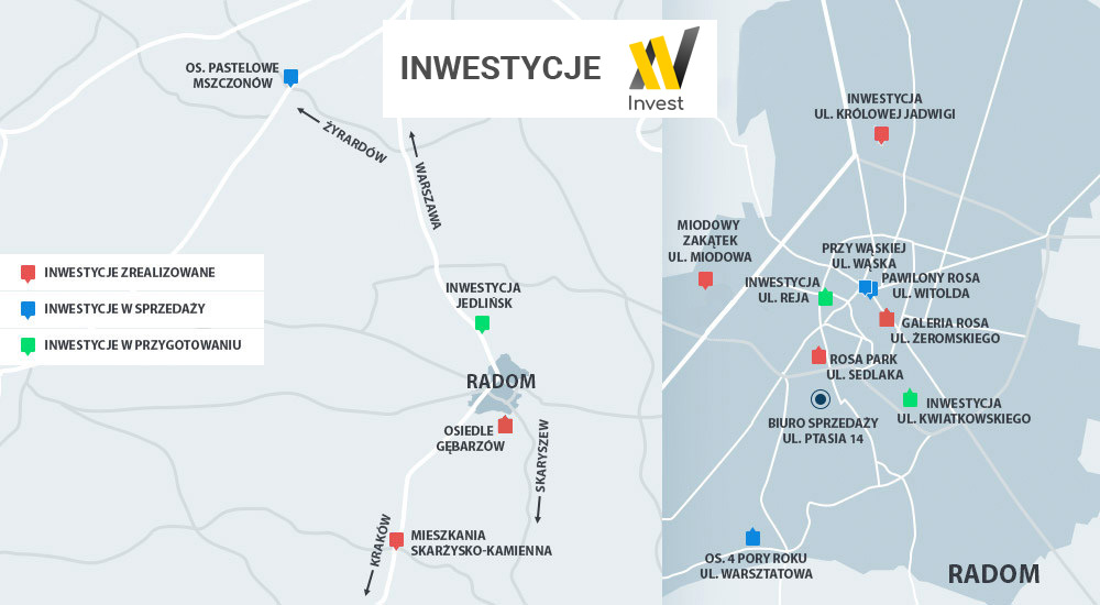 Mieszkania Radom, mapa inwestycji